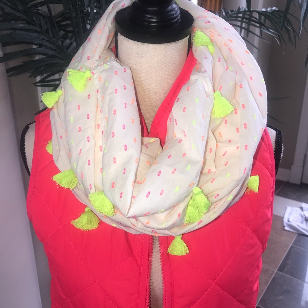 Infinity scarf  tassel detail neon colors